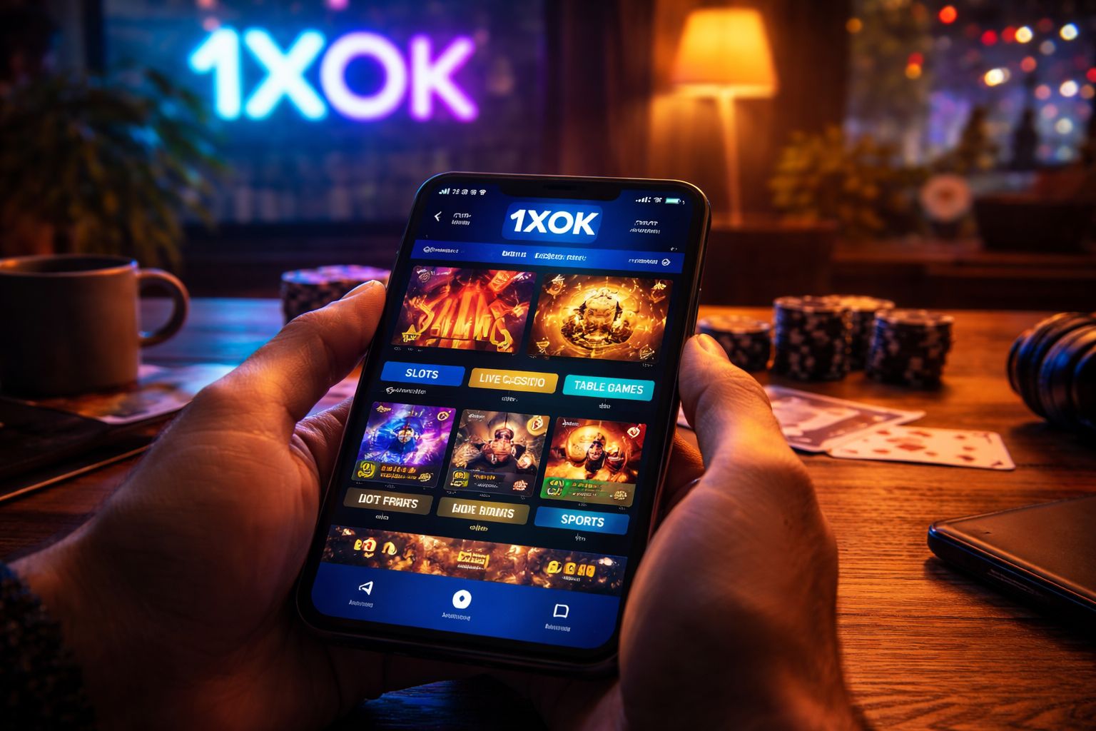 1XOK casino lobby featuring 600+ games from 80+ providers with unified wallet across categories